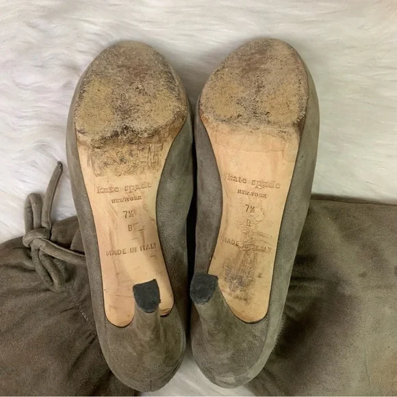 🤍 Kate Spade Taupe High Heel Suede Boots || Size 7.5 - Picture 6 of 7